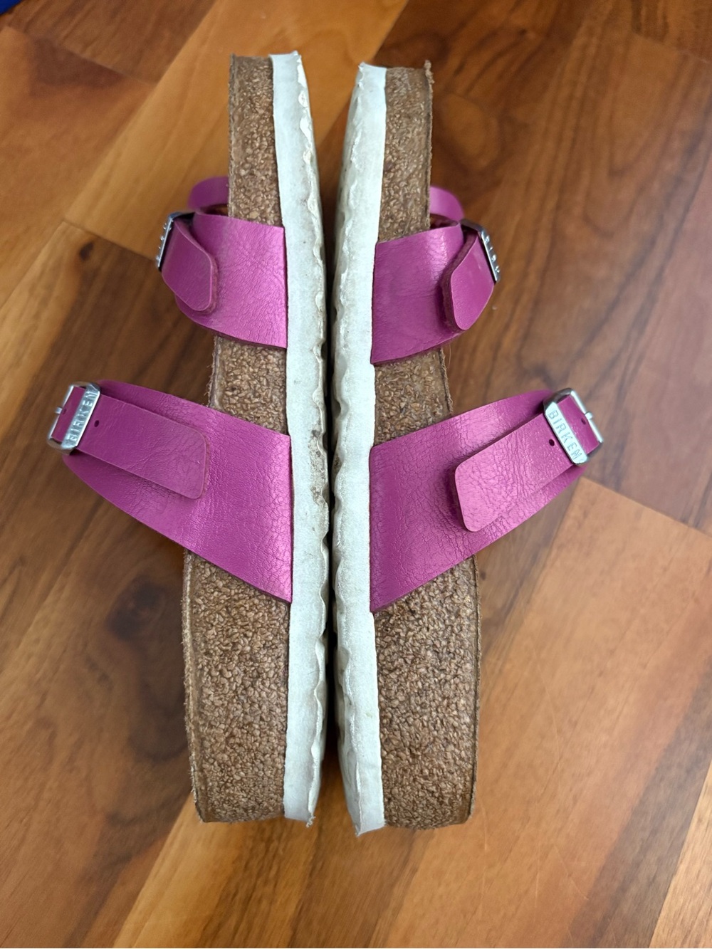 Birkenstock Women’s Fuchsia Multi-Strap Cork Sandals - Picture 6 of 14